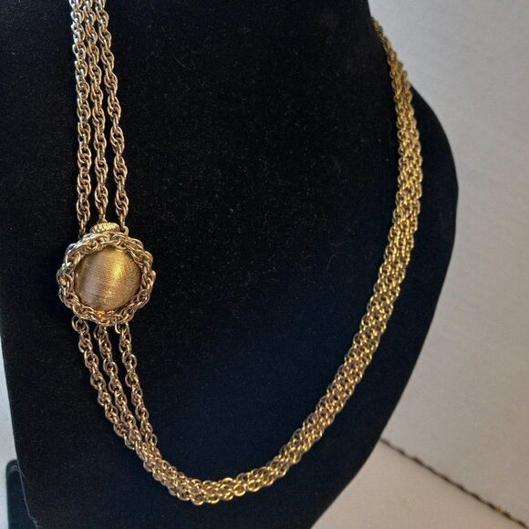 Vintage Miriam Haskell Style Clasp Three Strand Necklace Cottagecore Grandmacore - Picture 1 of 8